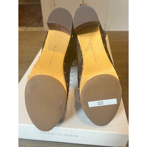 Veronica Beard Glendale Block heel Clog Knee Boots Brown 8 - Picture 10 of 10